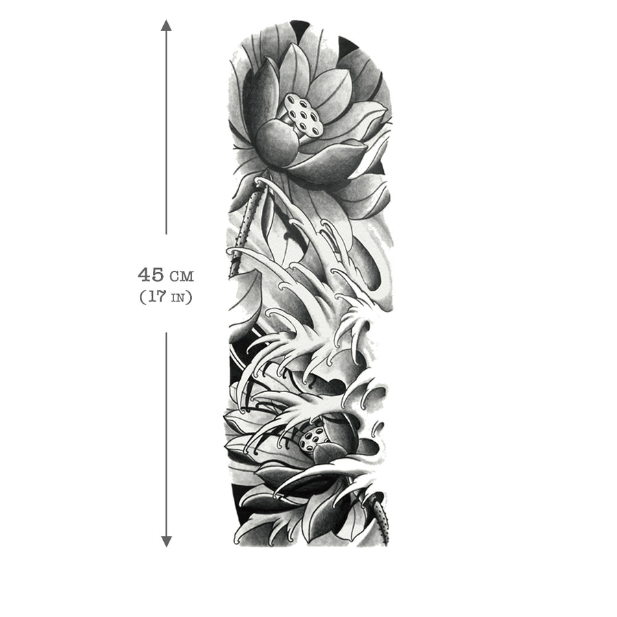 Temporary Tattoo Sleeve Lotus (Full Arm)