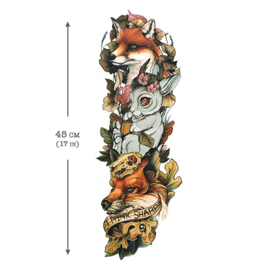 Fox Rabbit sleeve temporary tattoo