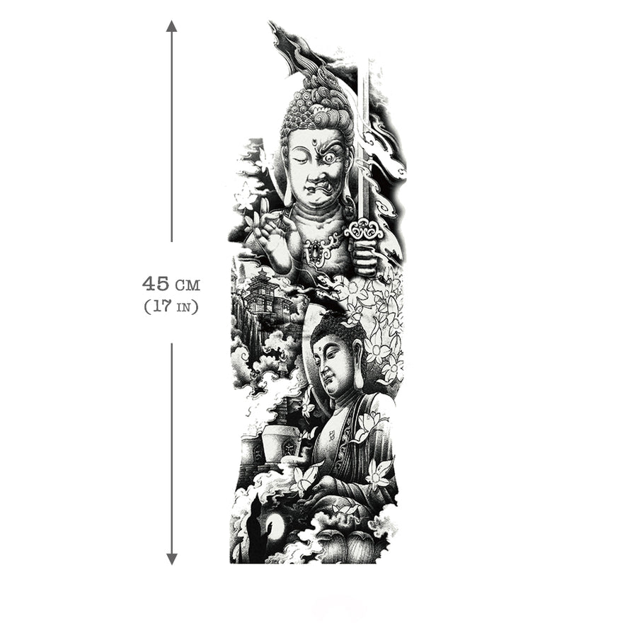 Temporary Tattoo Sleeve Buddha Buddhism