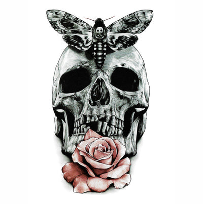 Temporary Tattoo Skull Rose & Butterfly