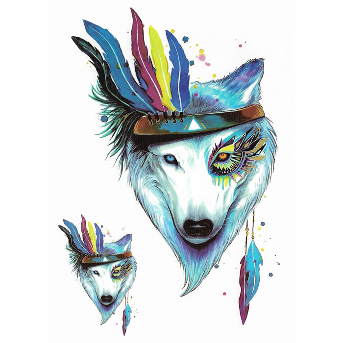 Wolf watercolors temporary tattoo