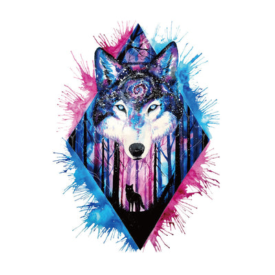 Watercolor Wolf Temporary Tattoo Inkotattoo