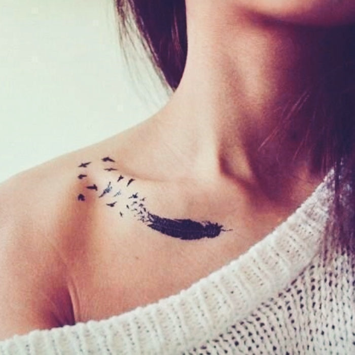Temporary Tattoo Feather Bird