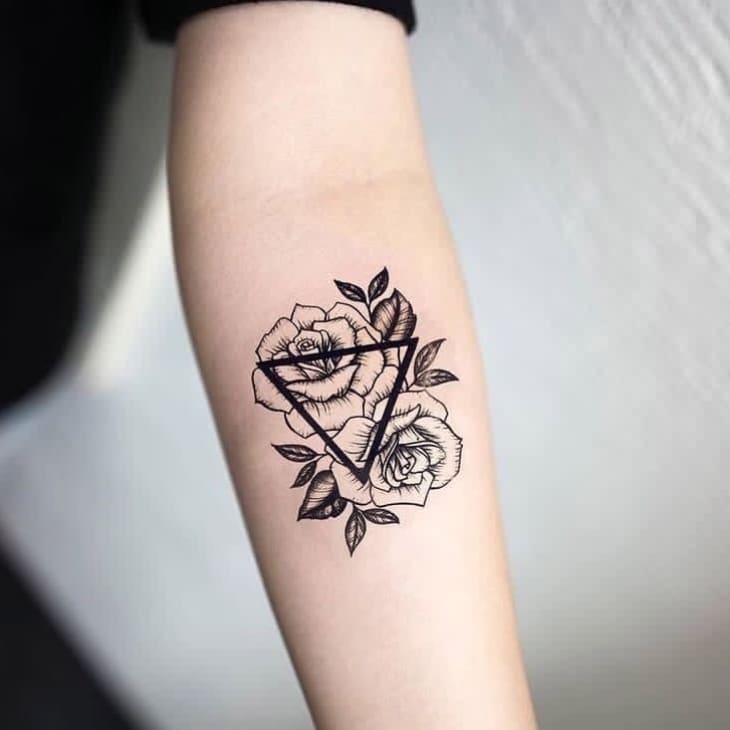 Roses Triangle Temporary Tattoo Inkotattoo