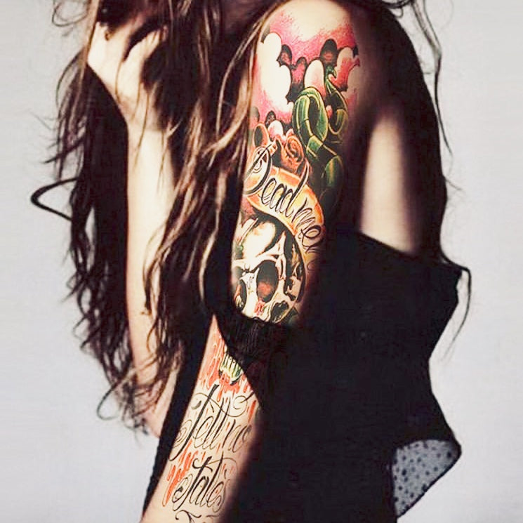 Snake Skull Sleeve Inkotattoo Temporary Tattoo