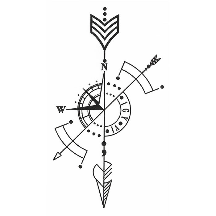 Amazon.com : Oottati 8 Sheets Black Arrow Compass Feather Dragon Anchor  Sword Snake Tree Flower Temporary Tattoos for Arm : Beauty & Personal Care