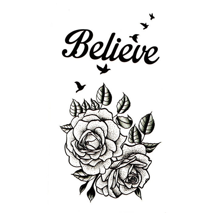 Temporary Tattoo Quotes Rose Bird