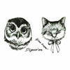 Temporary Tattoo Cat Owl Bird