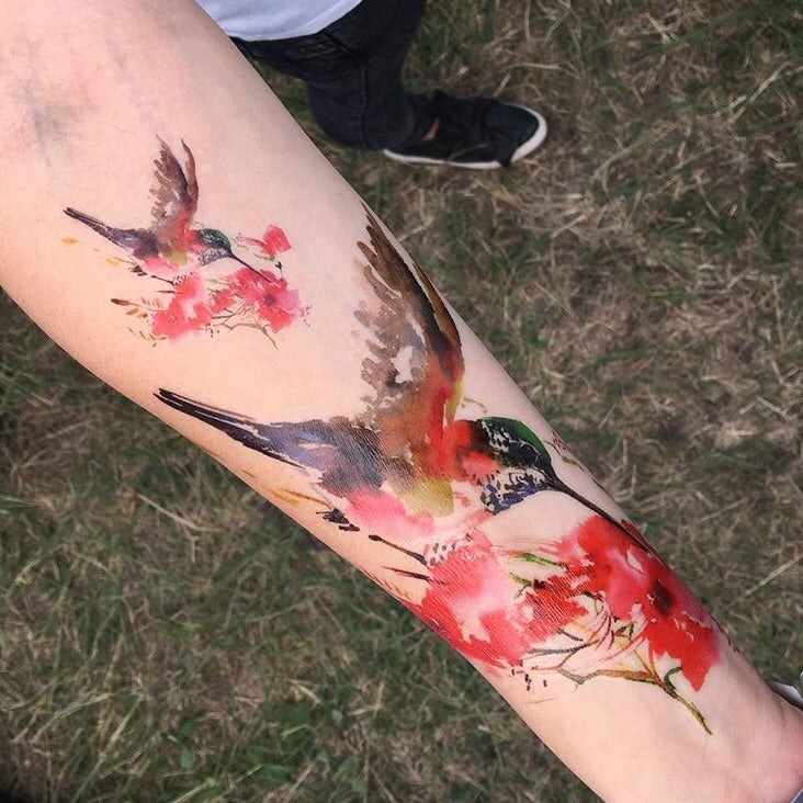 Humming-bird Watercolors temporary tattoo inkotattoo