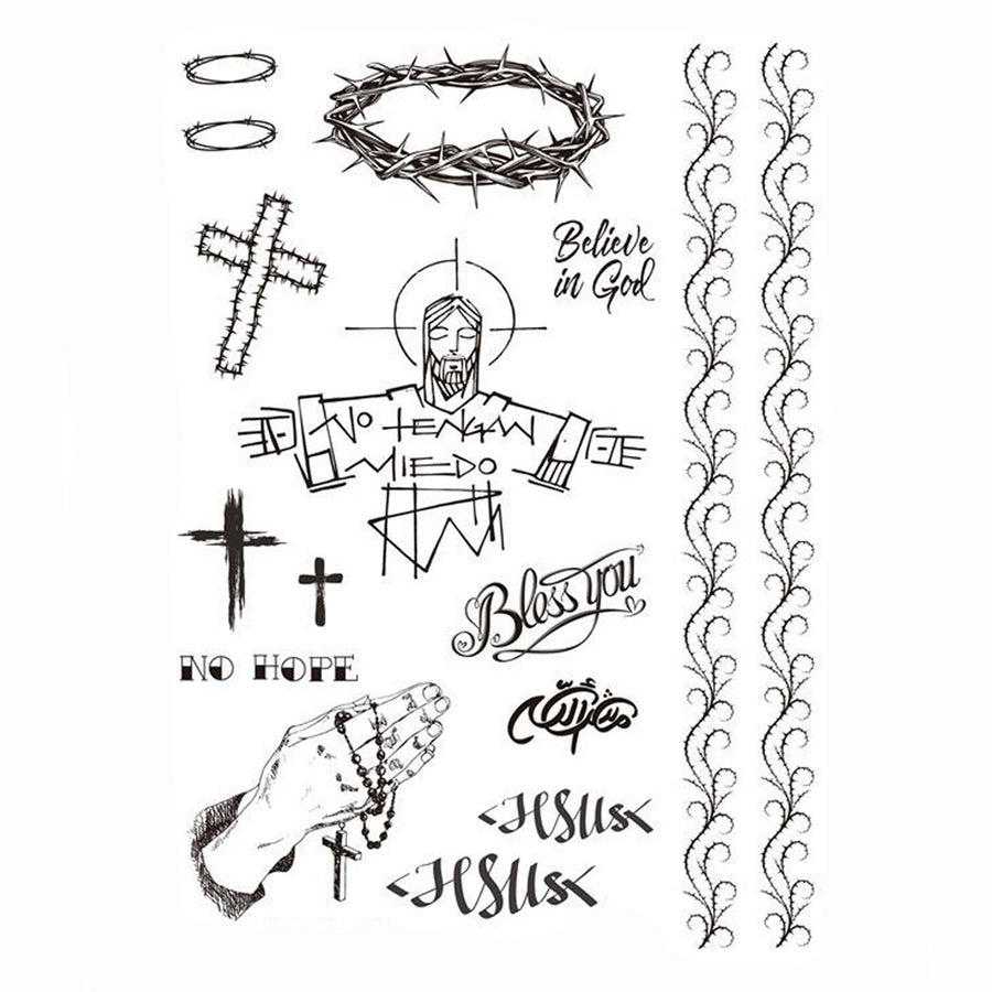 jesus and religion temporary tattoo + cross temporary tattoo